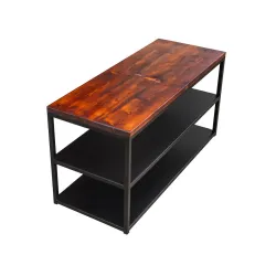 Stolik kawowy industrialny / loft z blatem drewnianym KM2